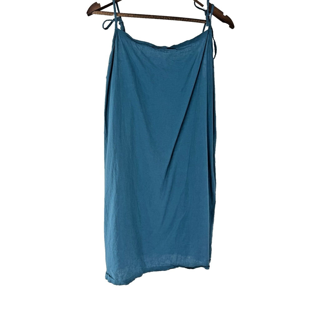 Vitamin A Swimwear Blue Teal Tie Strap Tank 2X Cover up beachy Resort Vacation